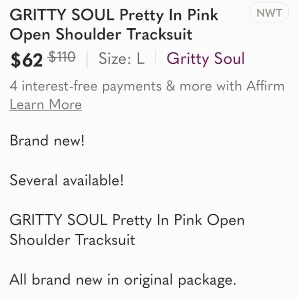 GRITTY SOUL Pretty In Pink Open Shoulder Tracksuit - Picture 9 of 11